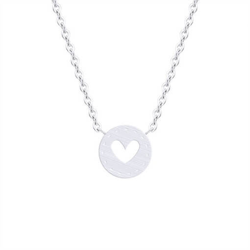 and Heart Badge Neckalce Silver