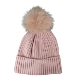 Pink Ribbed Knit Beanie