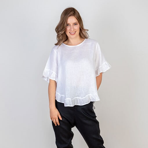 JJ Sisters White Frill Top X61