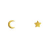 tiny, minimal sterling silver plated in gold star and moon studs
