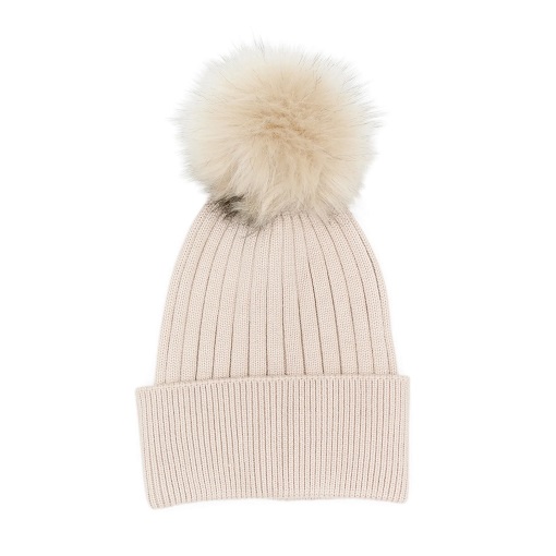 Neutral Ribbed Knitted Beanie