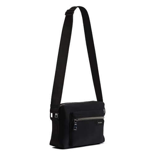 Smooth Black Neoprene Cross-Body Bag